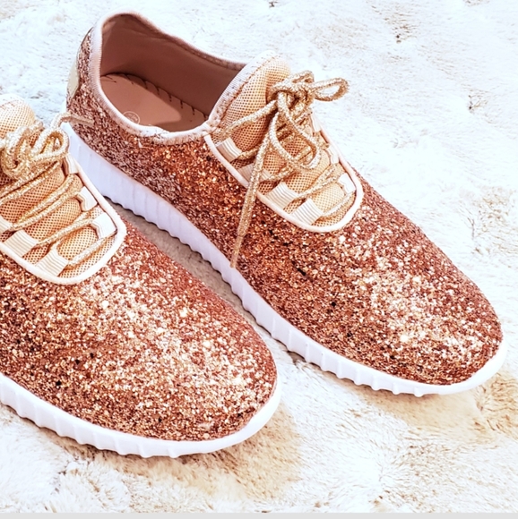 Herstyle Shoes New Rose Gold Glitter Fashion Sneakers Poshmark
